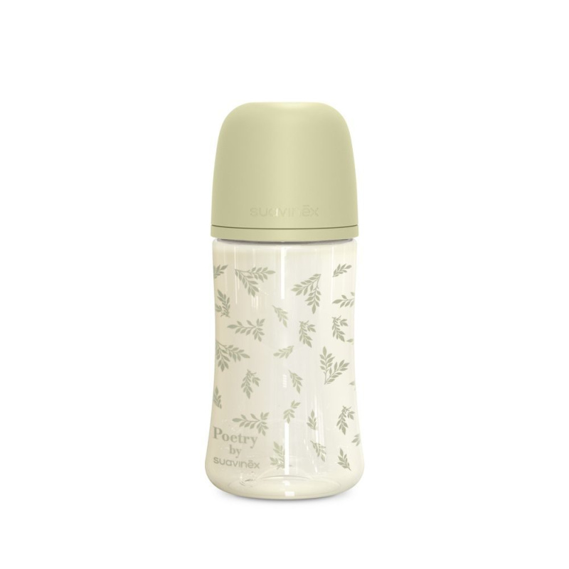 Suavinex Poetry Kojenecká láhev fyziologický průtok M 3m+ 270 ml 1 ks zelená