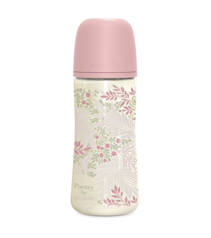 Suavinex Poetry SX Pro Physiological L kojenecká láhev 6 m+ Dense Flow - Pink 360 ml