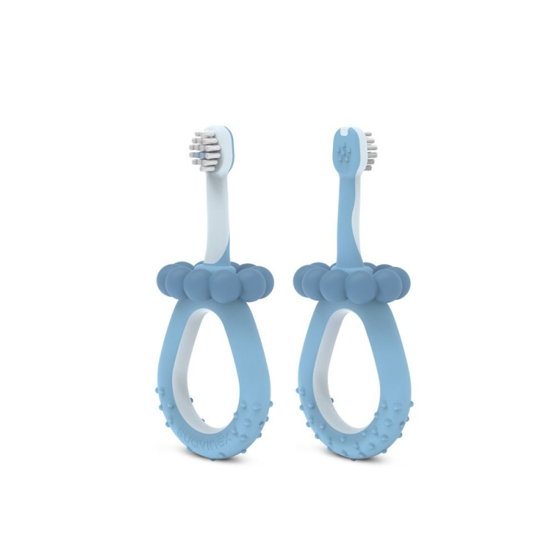 Suavinex Baby Training Toothbrush zubní kartáček pro děti 0-2 y Blue 1 ks