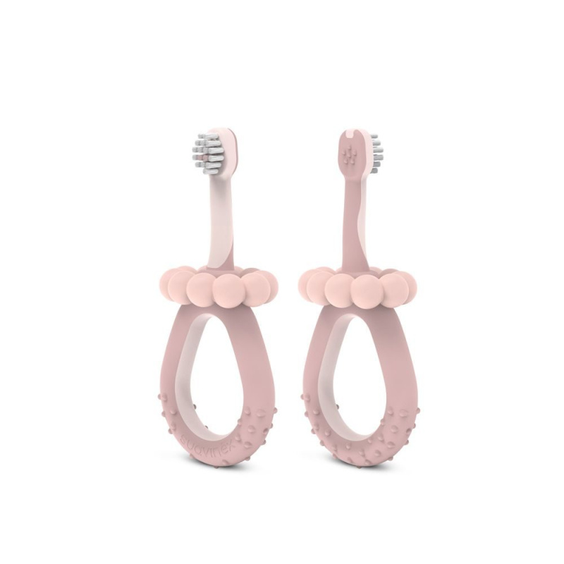 Suavinex Baby Training Toothbrush zubní kartáček pro děti 0-2 y Pink 1 ks