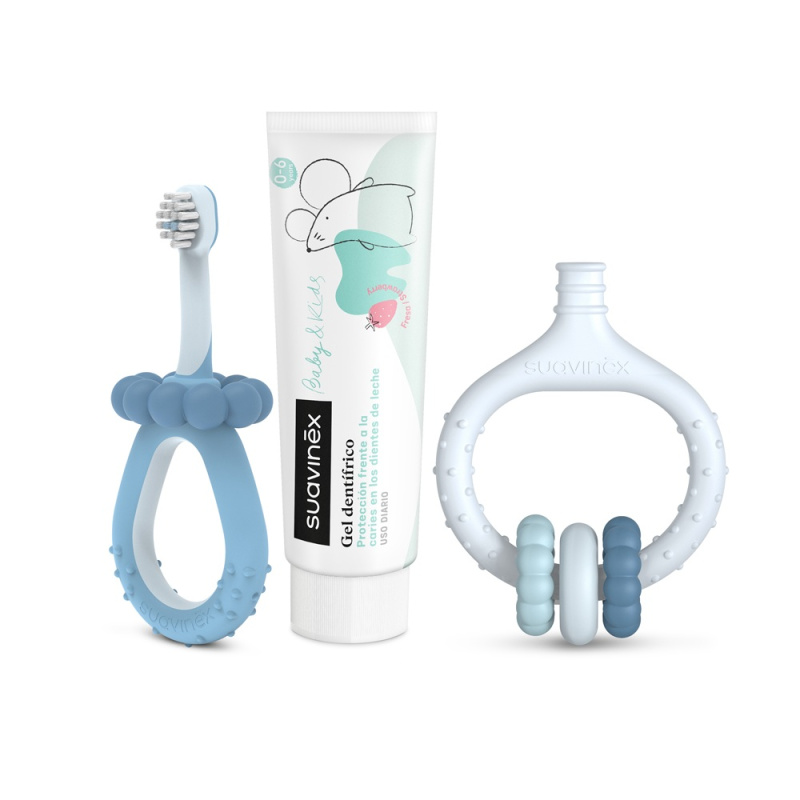 Suavinex Baby & Kids My First Dental Care Set dárková sada pro miminka a děti Blue