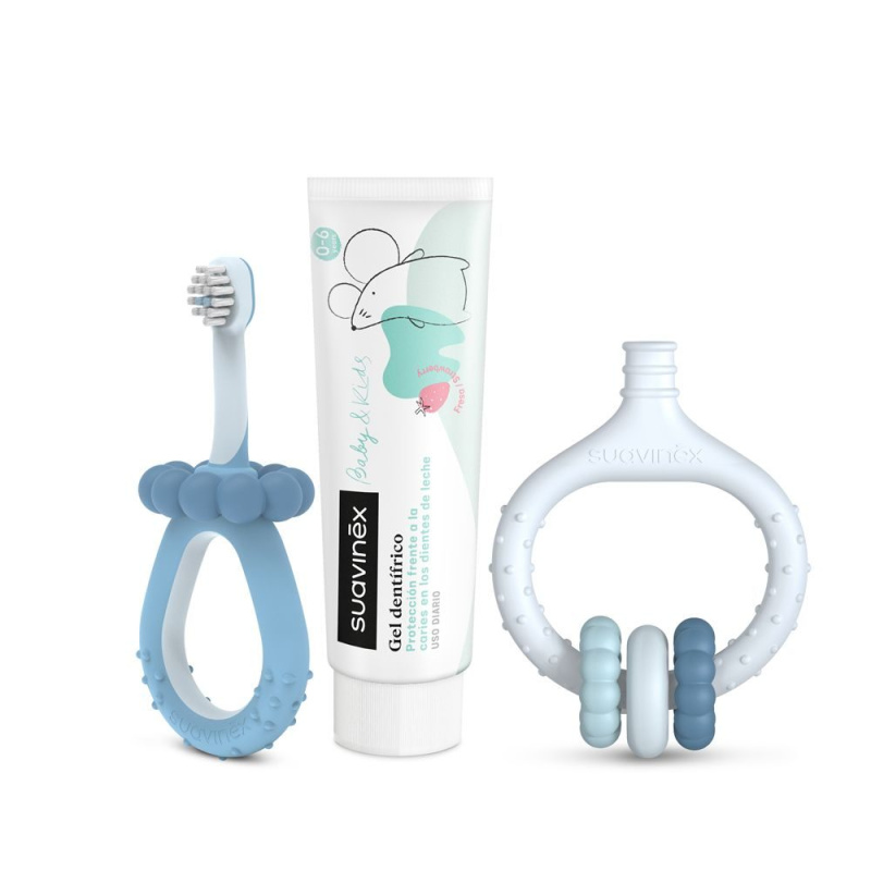 Suavinex Baby & Kids My First Dental Care Set dárková sada pro miminka a děti Blue