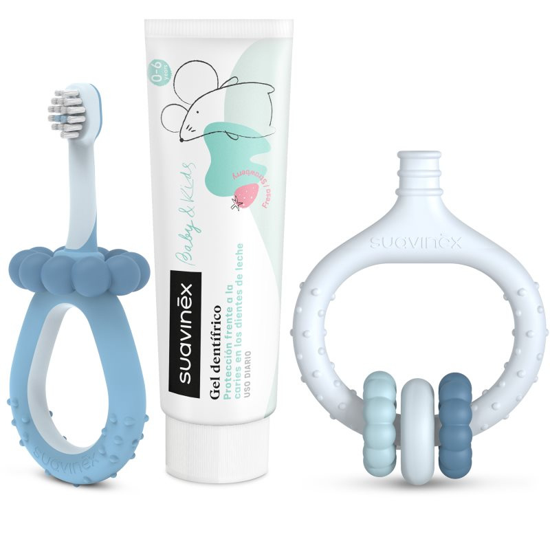Suavinex Baby & Kids My First Dental Care Set dárková sada pro miminka a děti Blue