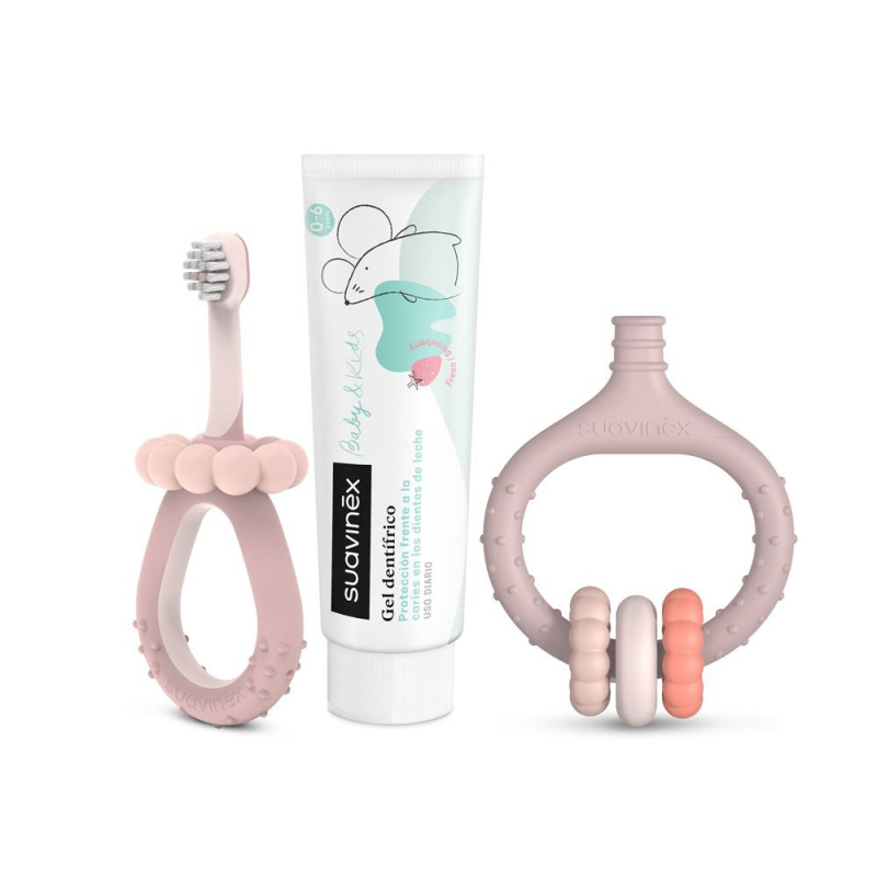 Suavinex Baby & Kids My First Dental Care Set dárková sada pro miminka a děti Pink