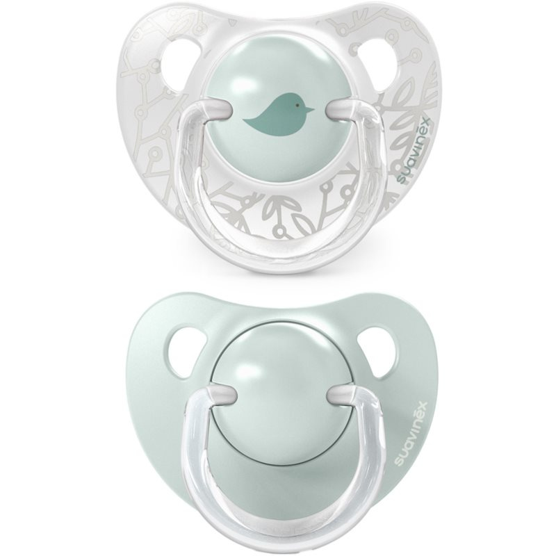 Suavinex Dudlík anatomický silikon 0/6m 2 ks BIRDIES - zelený