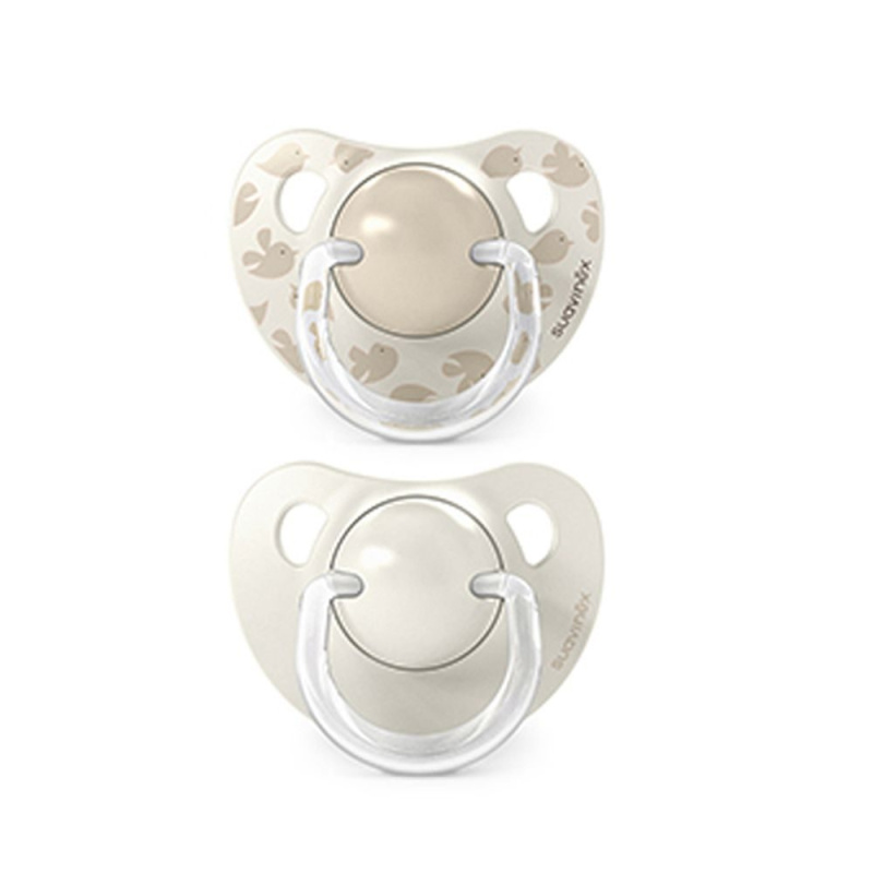 Suavinex Dudlík anatomický silikon 6/18 m 2 ks BIRDIES - krémový