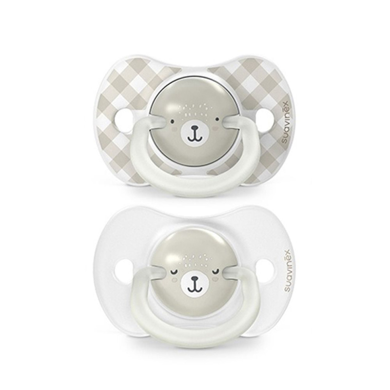 Suavinex Šidítko DEN&NOC fyziologické silikon WILD & FREE 0-6 m - 2 ks - šedé