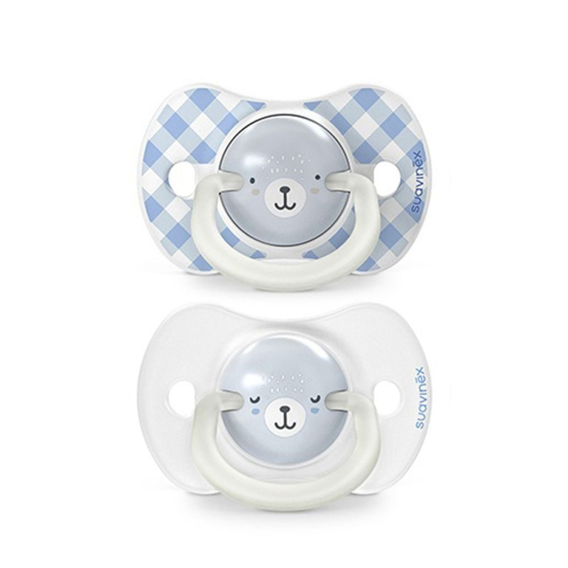 Suavinex Šidítko DEN&NOC fyziologické silikon WILD & FREE 0-6 m - 2 ks - modré