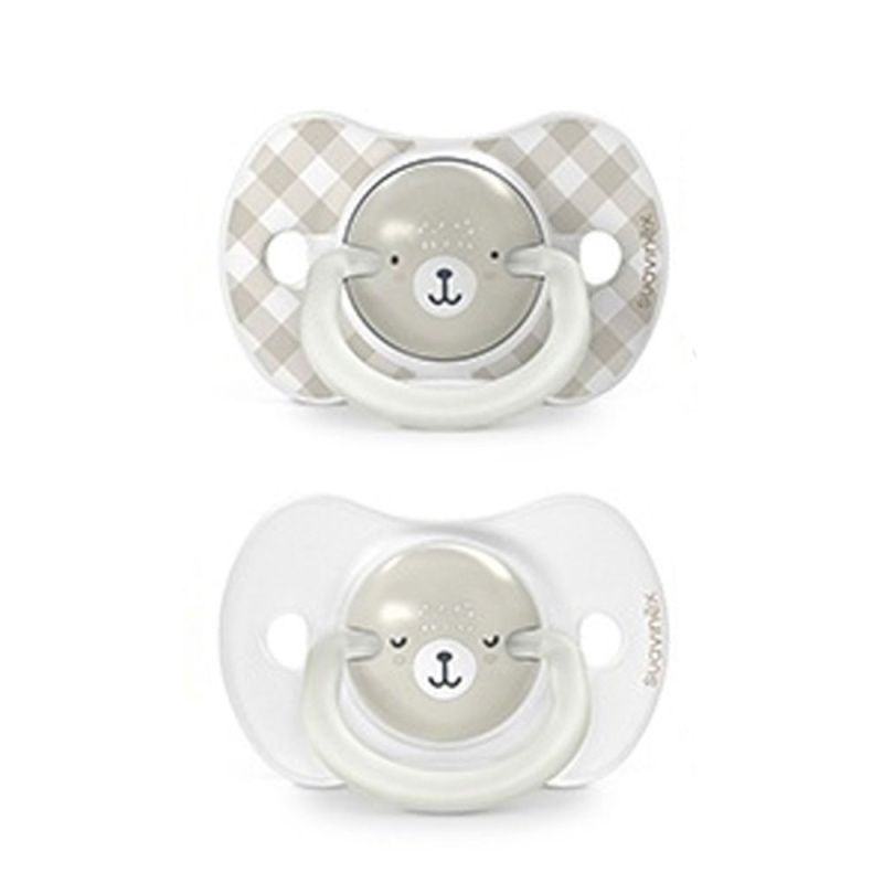 Suavinex Šidítko DEN&NOC fyziologické silikon WILD & FREE 6-18 m - 2 ks - šedé