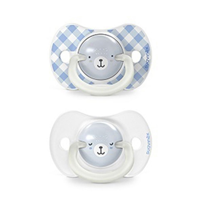 Suavinex Šidítko DEN&NOC fyziologické silikon WILD & FREE 6-18 m - 2 ks - modré