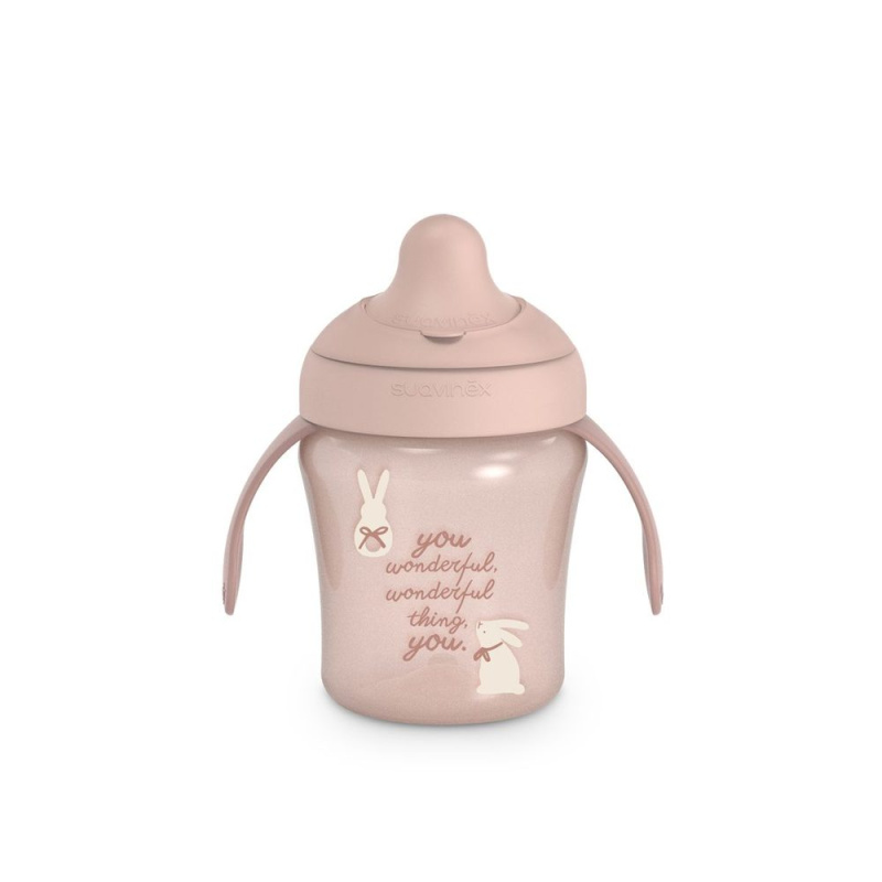 Suavinex Nerozlitný hrníček WONDERLAND NEW 200 ml - růžový