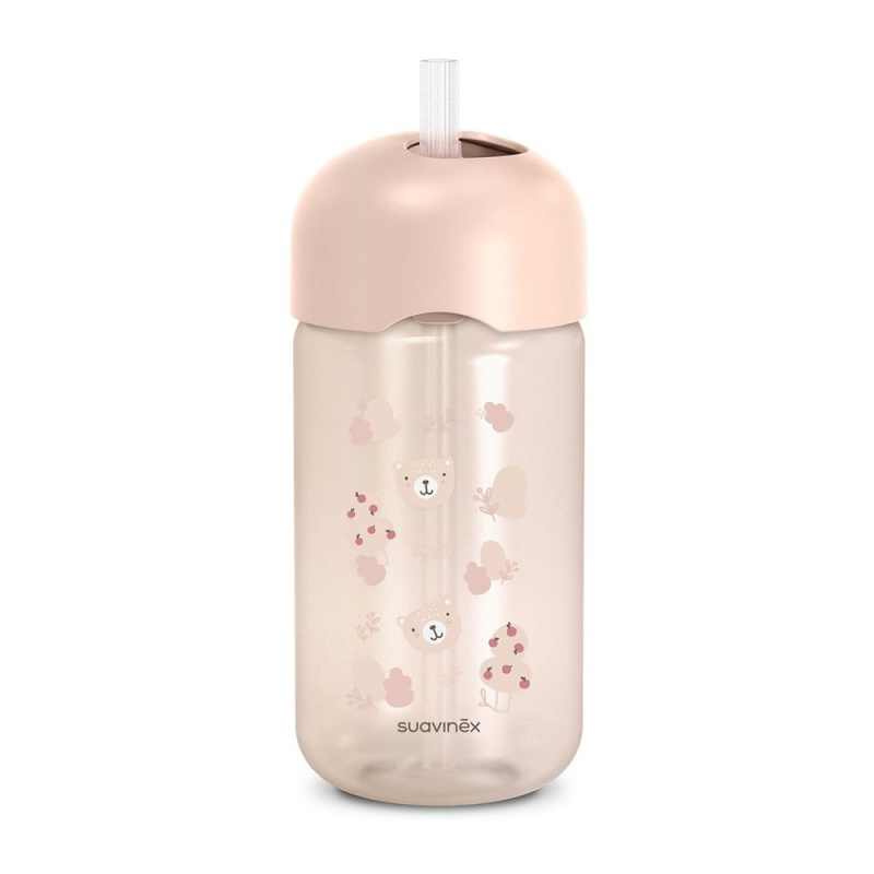 Suavinex Lahvička s brčkem WILD&FREE 340 ml - růžová