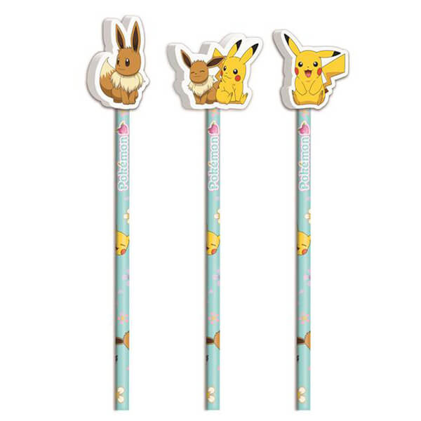 Pokémon Sada 3 tužiek s gumovým topperom