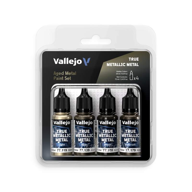 Vallejo: True Metallic Metal - Aged Metal 4 Colour Paint Set