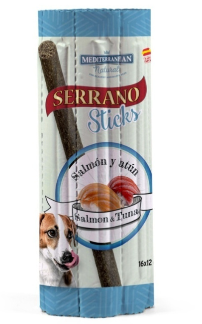 Serrano Dog Sticks Salmon & Tuna, tyčinka 16x12g