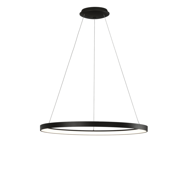 ACB Iluminacion Závěsné LED svítidlo GRACE, ⌀ 58 cm, 50W, CRI90 Barva: Černá, Teplota světla: CCT switch 2700/3000K, Stmívání: ON/OFF