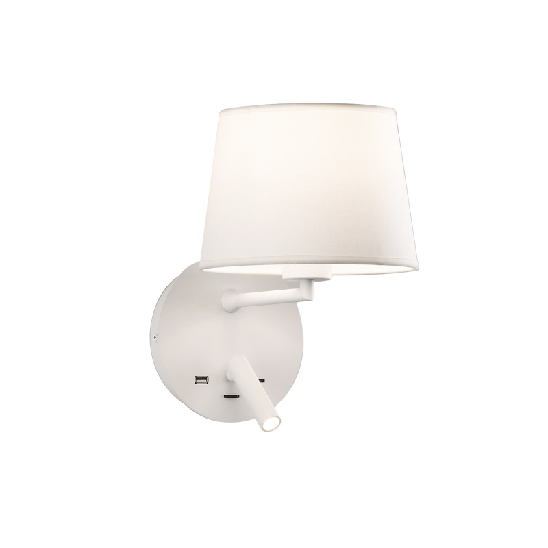 ACB Iluminacion Nástěnné LED svítidlo STILO, 3W + 1xE27 15W, CRI90, 2x vstup USB/USBC Barva: Bílá