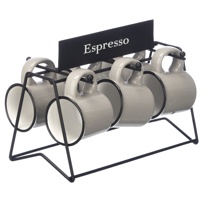 Vessia Šálky na espresso, 6 kusů, 100 ml, šedé šedá