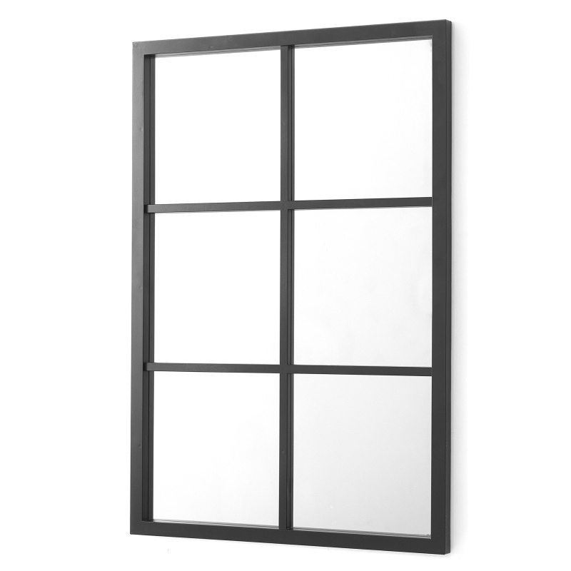 Giftdecor Obdélníkové zrcadlo s příčkami, 71 × 49 cm, černé černá