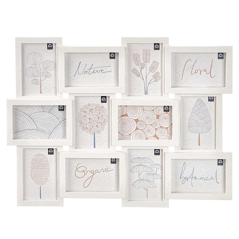 Giftdecor Fotorámeček na více fotografií, 12 fotek 10x15 cm, bílý bílý