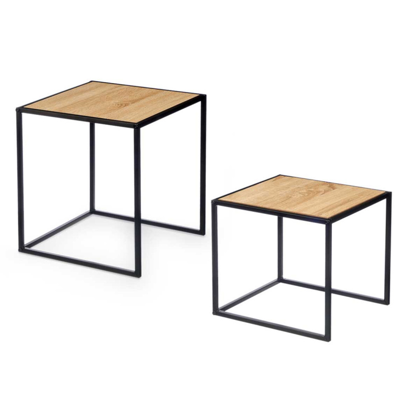 Giftdecor Sada kovových stolků INDUSTRY, 2 kusy hnědá