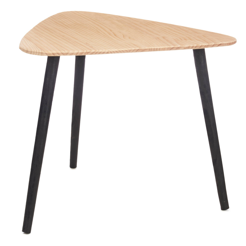 Giftdecor Kávový trojúhelníkový stolek s dřevěnou deskou, 64 x 60 x 48 cm hnědá