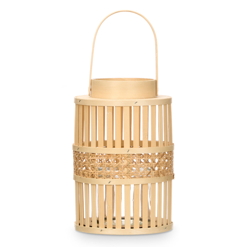 Giftdecor Bambusová lucerna ELYSIAN, Ø 16,5 x 39 cm béžová