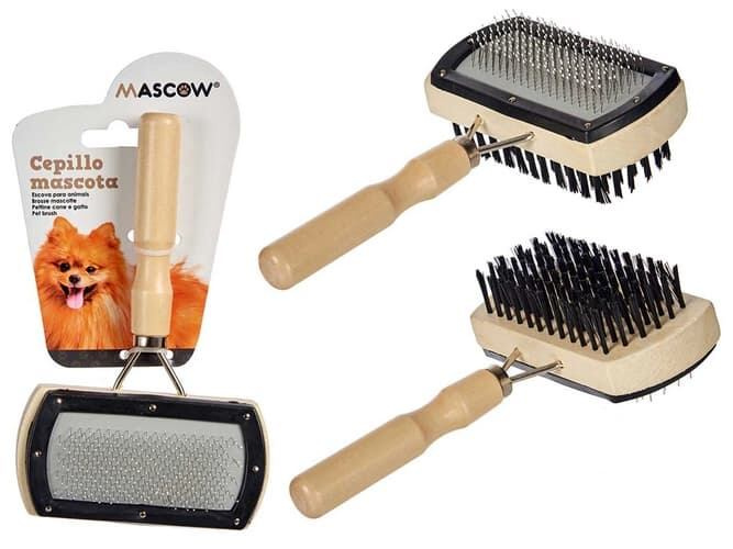 Dvojitý kartáč pro domácí mazlíčky s válečkovou rukojetí