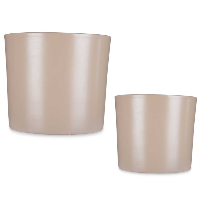 IBERGARDEN Keramické květináče MINIMAL, 2 ks, Ø 22 cm i Ø 27 cm béžová
