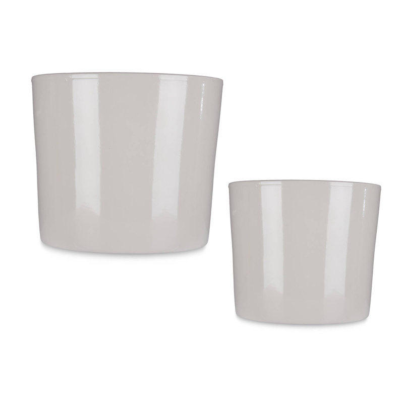 IBERGARDEN Keramické květináče MINIMAL, 2 ks, Ø 22 cm i Ø 27 cm šedá