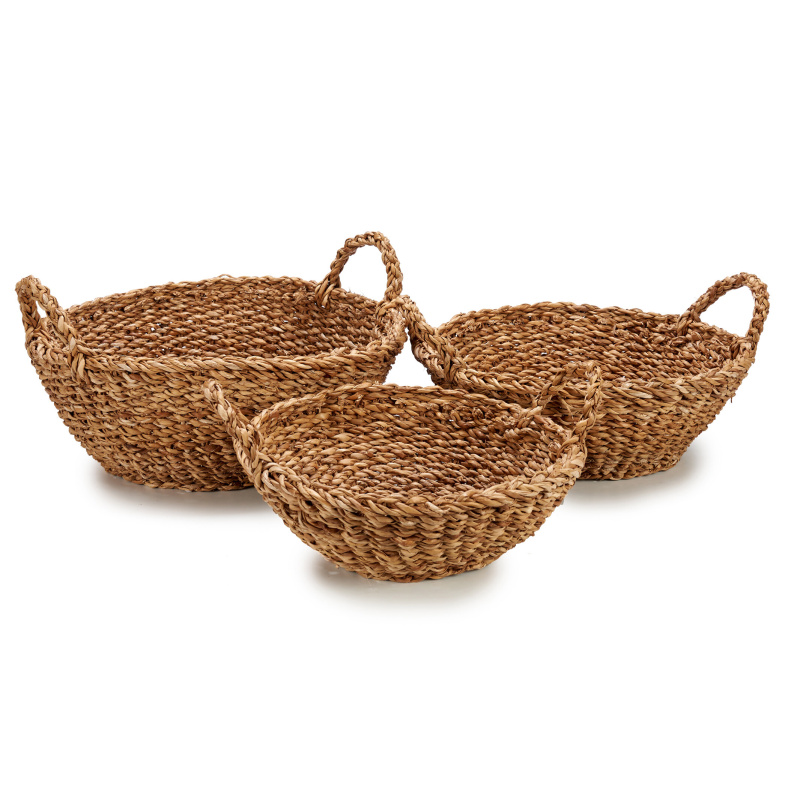 Giftdecor Kulaté košíky z mořské trávy GOW, 3 kusy hnědá