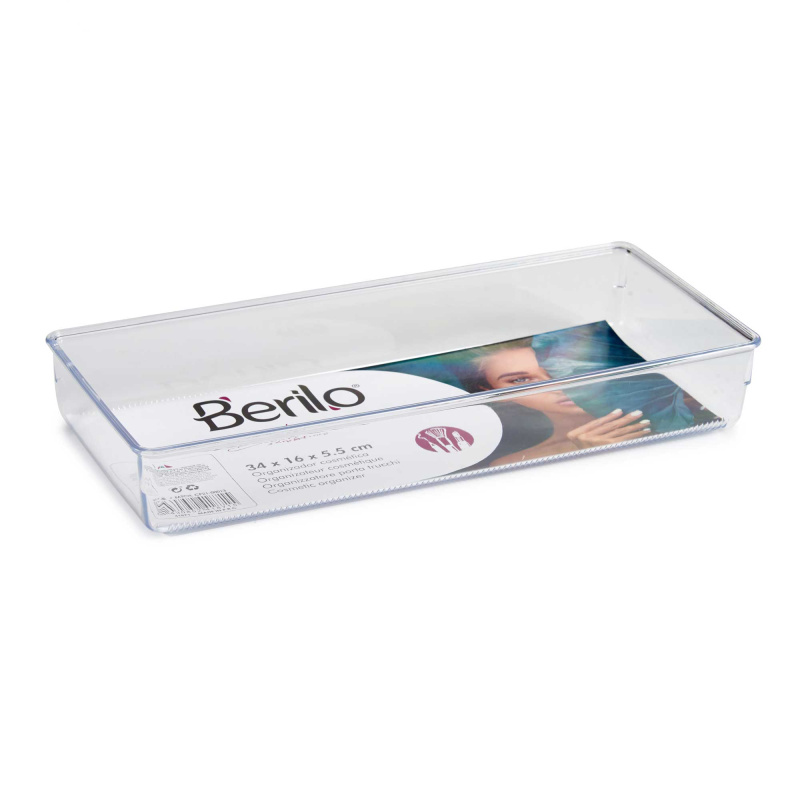 Berilo Organizér na štětce a kosmetiku SMART, 34 x 16 x 5,5 cm transparentní