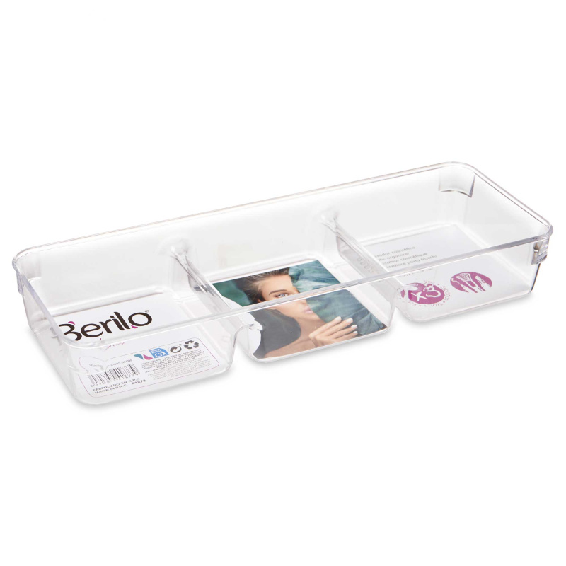 Berilo Organizér na štětce a kosmetiku SMART, 27,6 x 10,2 x 4,3 cm transparentní