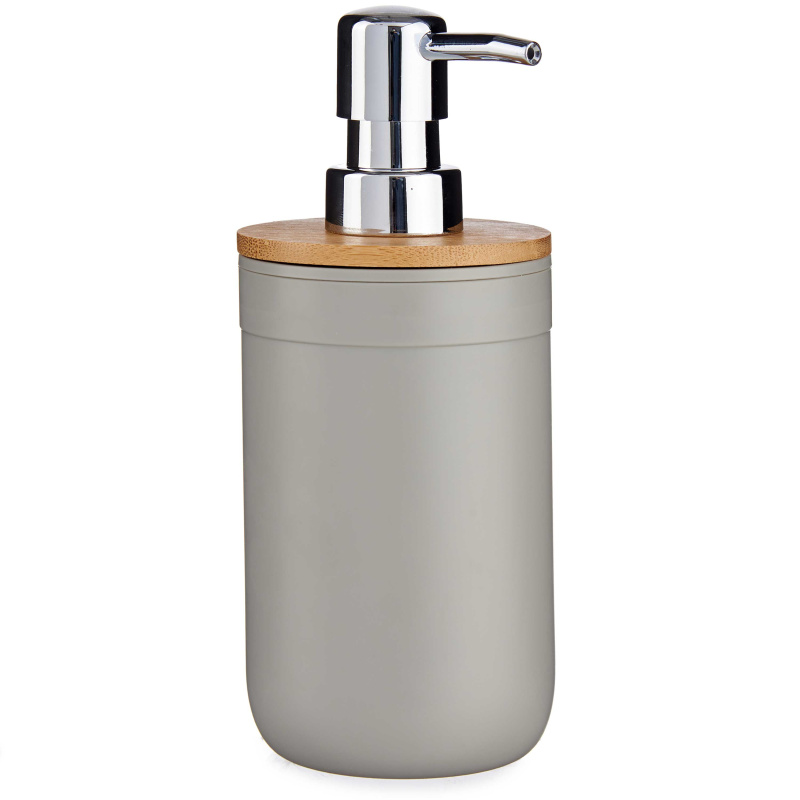 Berilo Dávkovač na mýdlo s bambusovým víkem CLEAN, 350 ml, šedý šedá