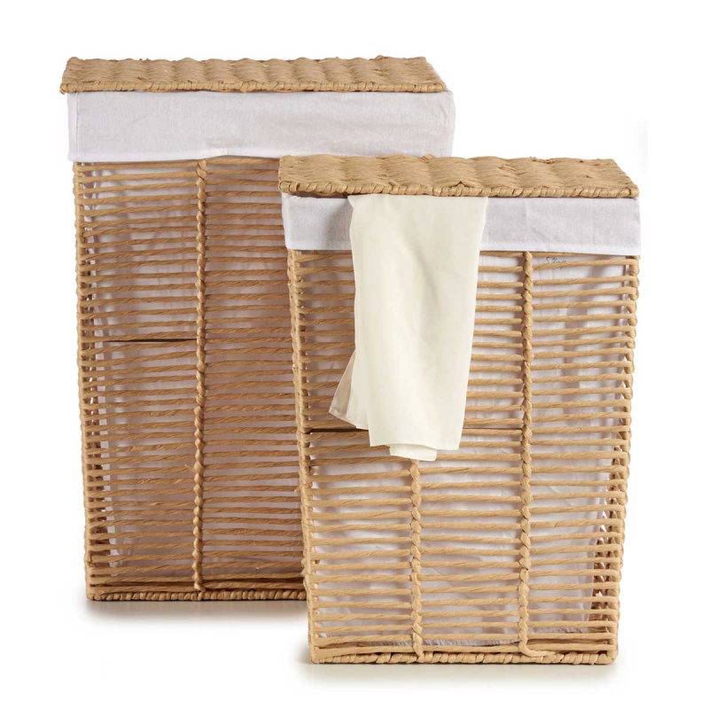 Kipit Sada proutěných košů s víkem, 2 ks hnědá