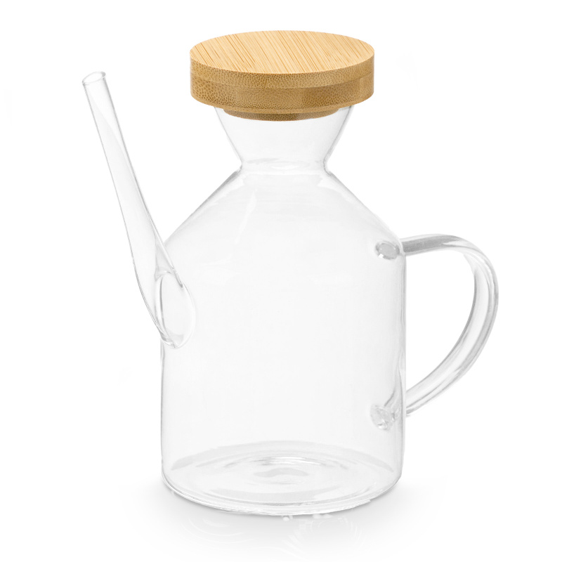 Vivalto Láhev na olej INTRA s bambusovým víkem, 600 ml transparentní
