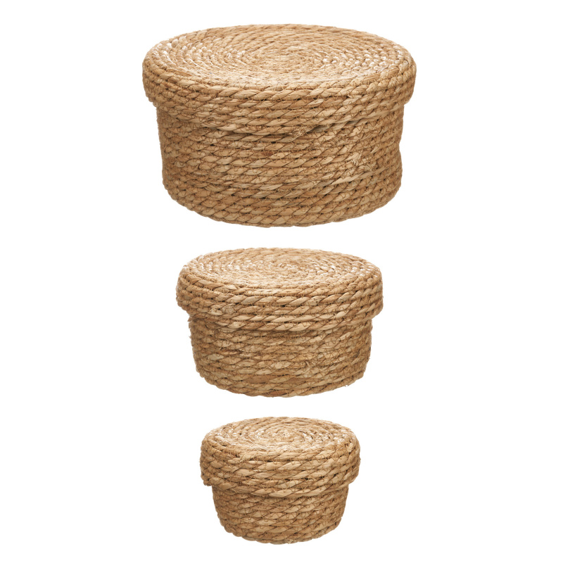 Giftdecor Úložné košíky z přírodního pletení, 3 kusy béžová