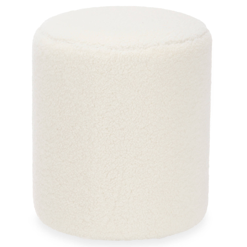 Giftdecor Kulatý pouf beránek, Ø 32 cm bílá