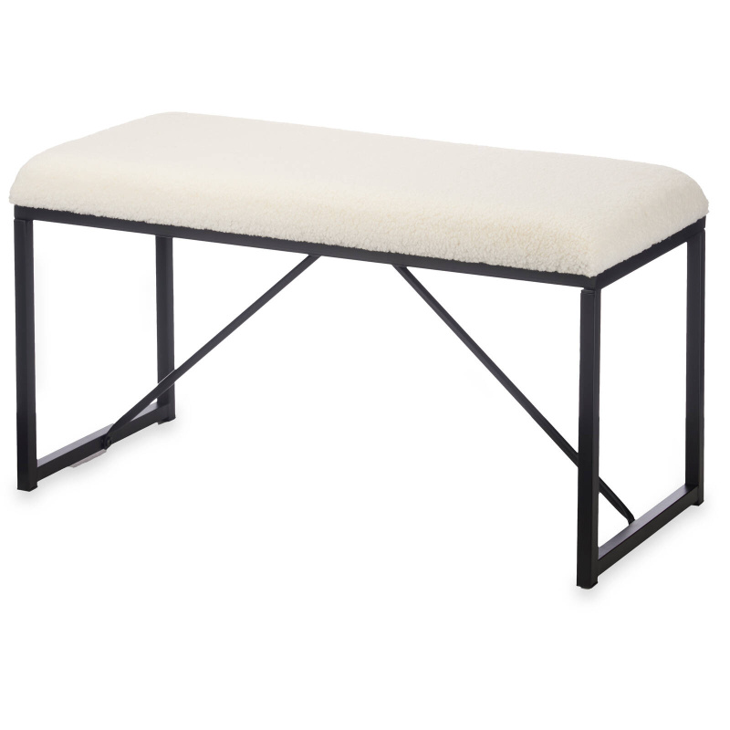 Giftdecor Čalouněná lavice do předsíně beránek, 38 x 81 x 42 cm bílý