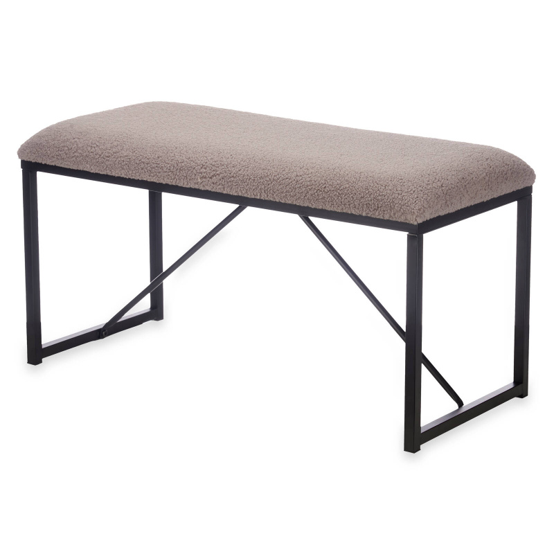 Giftdecor Čalouněná lavice do předsíně beránek, 38 x 81 x 42 cm hnědý