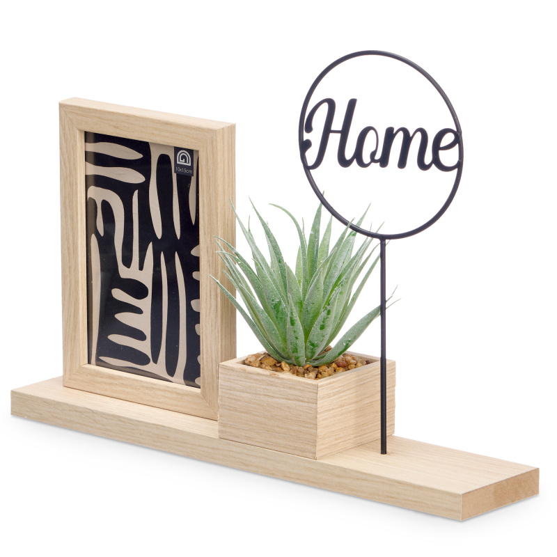 Giftdecor Stojící rámeček na fotografii s rostlinou HOME, 33 x 24 x 7 cm vícebarevná