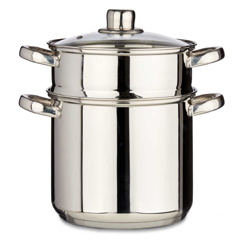 Kinvara Hrnec s cedníkem a skleněnou poličkou, nerezová ocel, 6 l stříbrná 79805