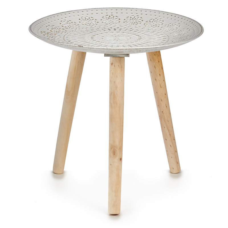 Giftdecor Kulatý kávový stolek MANDALA, 40 cm šedá