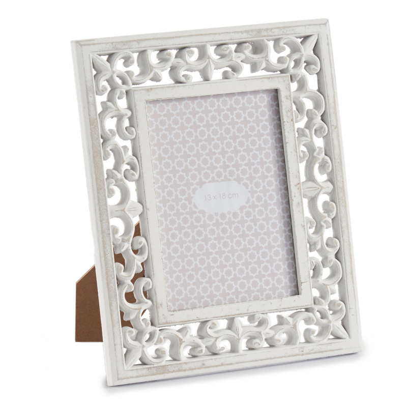 Giftdecor Fotorámeček v dřevěném zdobeném rámu LIRA, 22 x 27 cm šedá