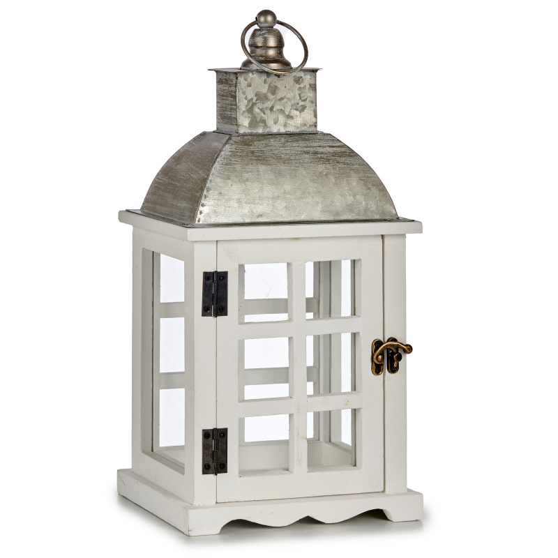 Giftdecor Dřevěný lampion MIRO bílá