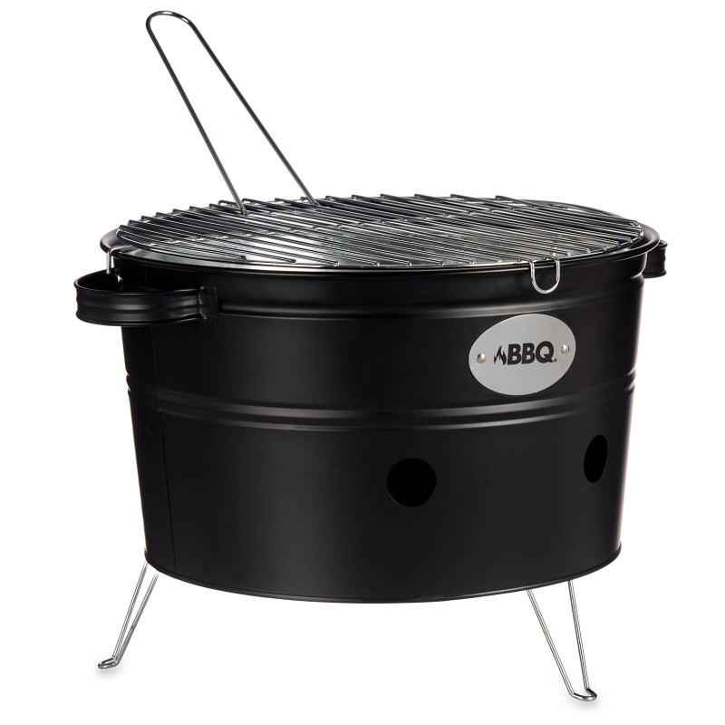 IBERGARDEN Gril s držáky na nohou BBQ, 42 x 35 x 21 cm černá