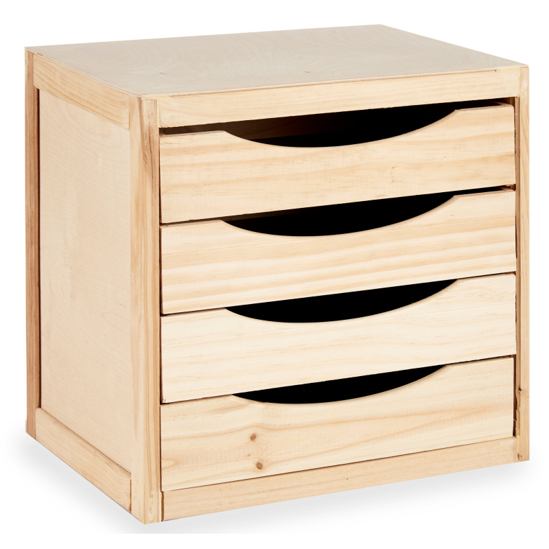 Kipit Dřevěný organizér MINI, 3 zásuvky, 38,5 x 30 x 37,4 cm béžová
