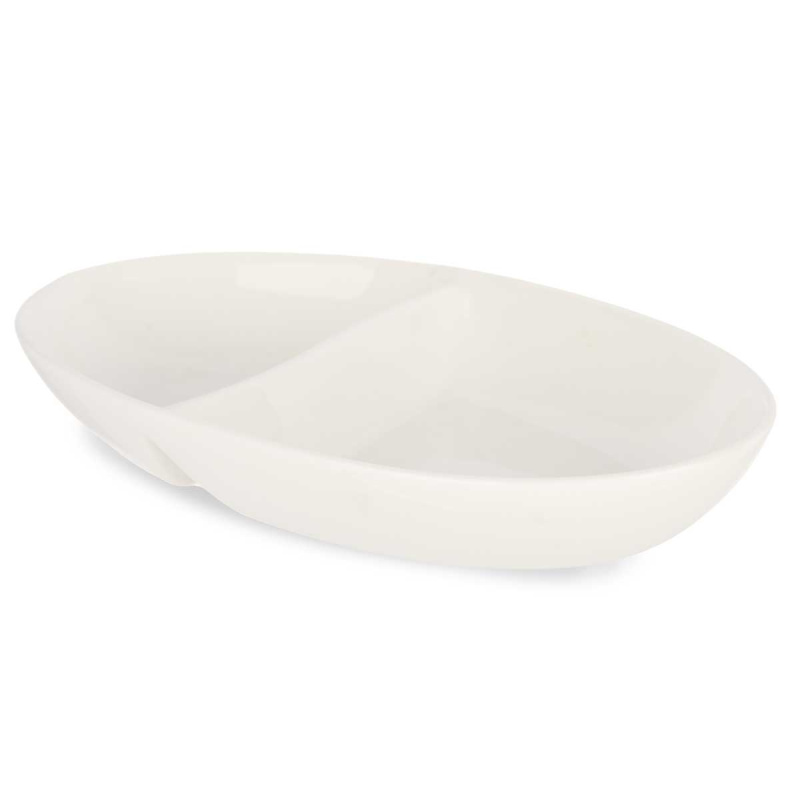 Vessia Porcelánový talíř na občerstvení OVAL, 12 x 20 x 3 cm bílá