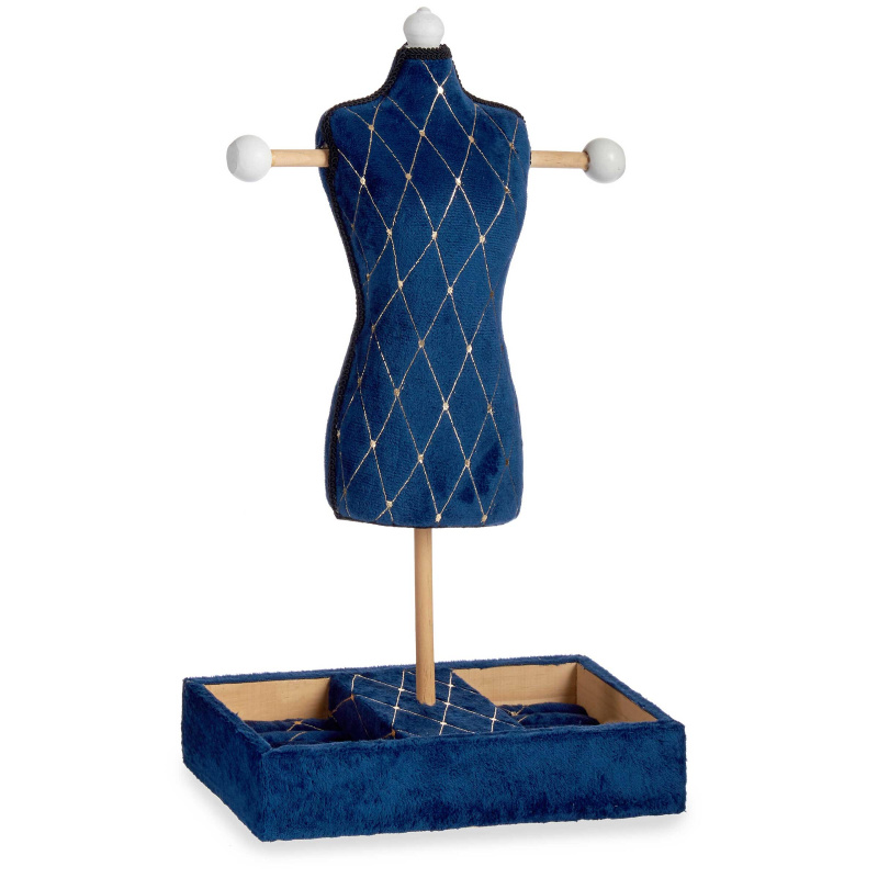 Giftdecor Stojan na šperky ve tvaru figuríny, tmavě modrý tmavě modrá