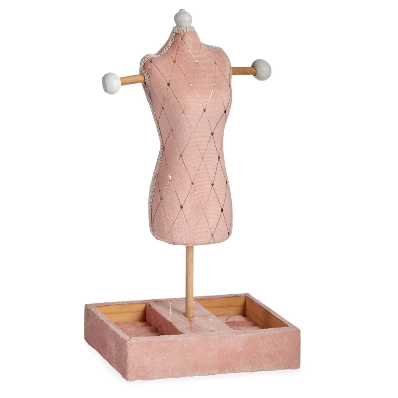 Giftdecor Stojan na šperky manekýn, 24 x 12 x 40 cm růžová